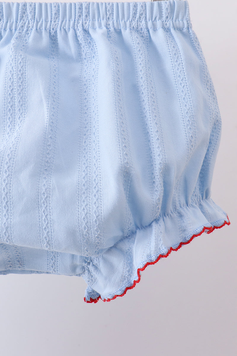 Blue Jacquard Embroidery Bloomer Set