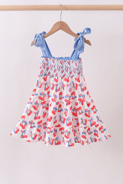Blue Cherry Smocked Tiered Mom & Me Dress