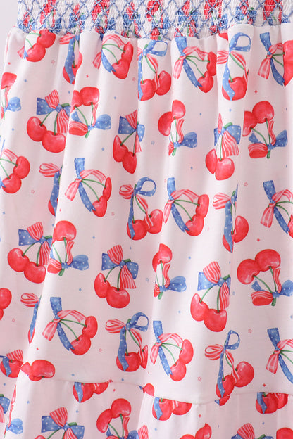 Blue Cherry Smocked Tiered Mom & Me Dress