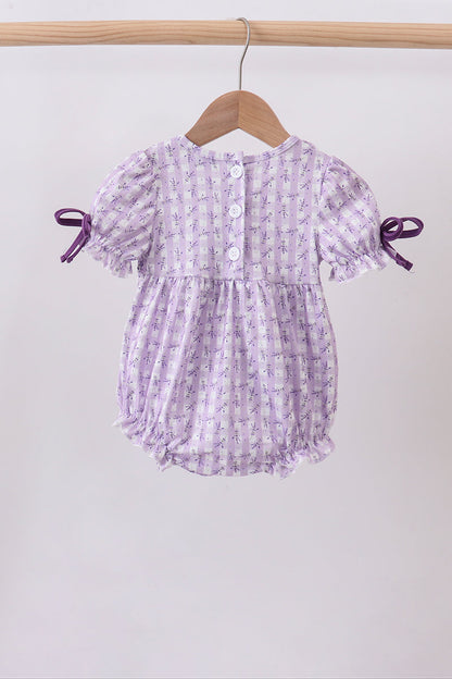 Lavender Floral Smocked Ruffle Bubble