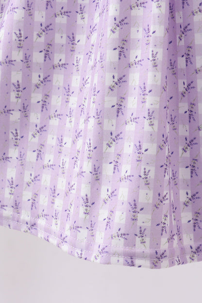 Lavender Floral Smocked Ruffle Dress