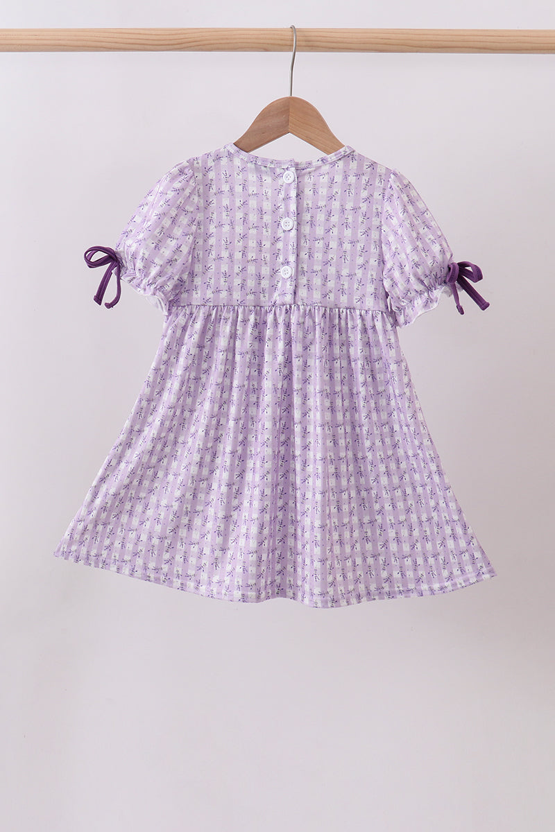 Lavender Floral Smocked Ruffle Dress