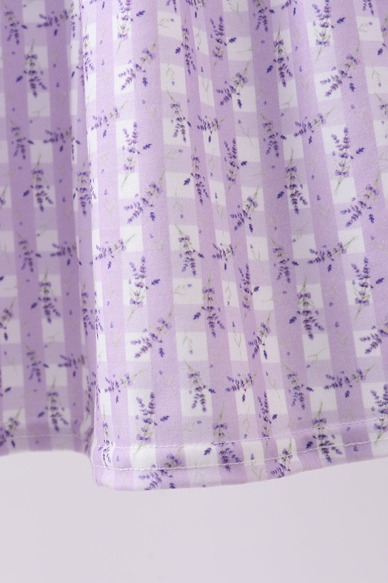 Lavender Floral Smocked Ruffle Shorts Set