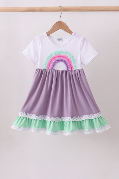 Purple Lace Rainbow Ruffle Dress
