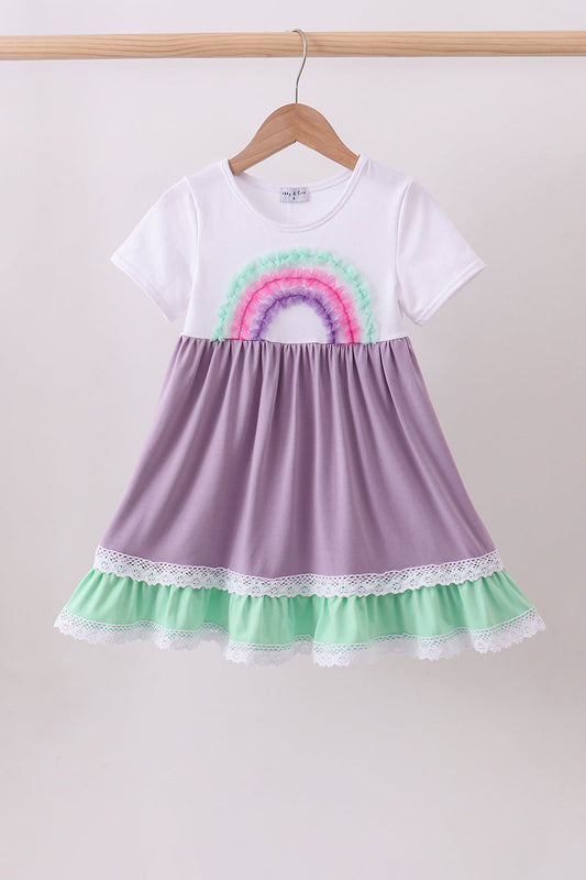 Purple Lace Rainbow Ruffle Dress