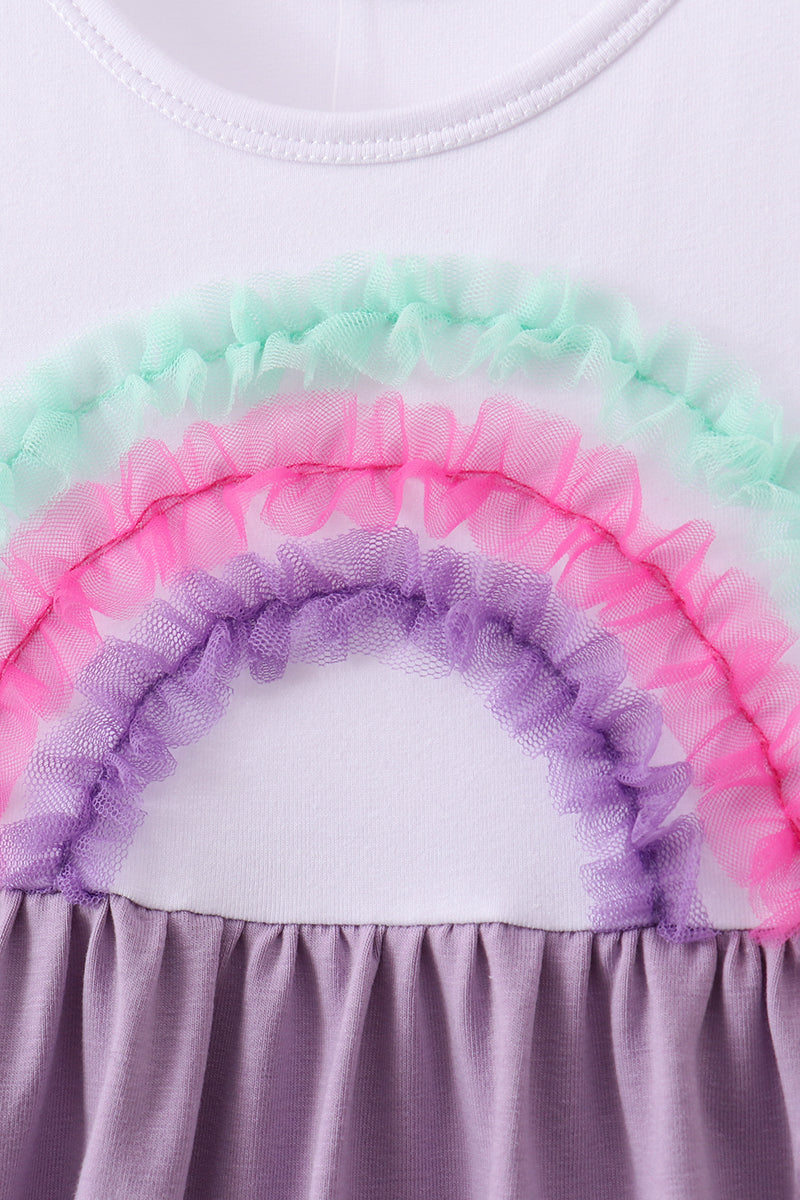 Purple Lace Rainbow Ruffle Dress