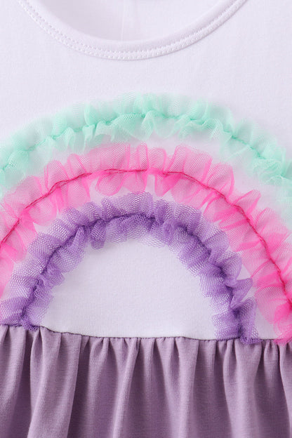 Purple Lace Rainbow Ruffle Dress