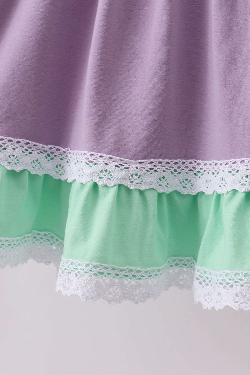 Purple Lace Rainbow Ruffle Dress