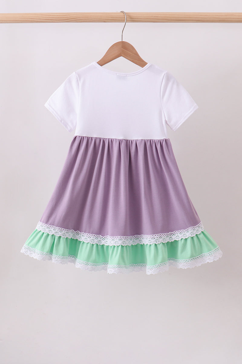 Purple Lace Rainbow Ruffle Dress