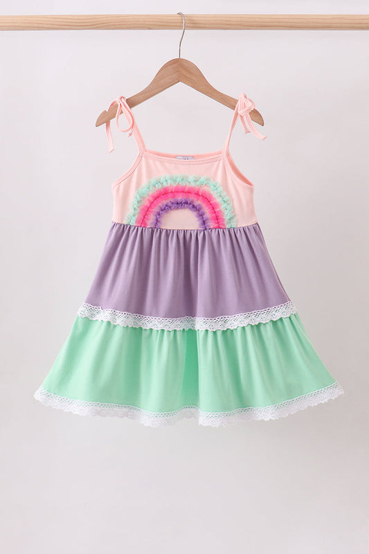 Purple Lace Rainbow Tiered Dress