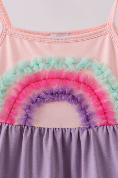 Purple Lace Rainbow Tiered Dress