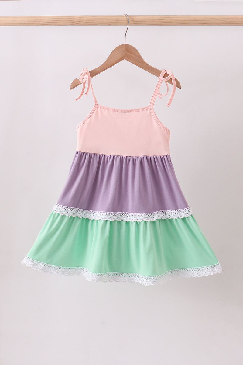 Purple Lace Rainbow Tiered Dress