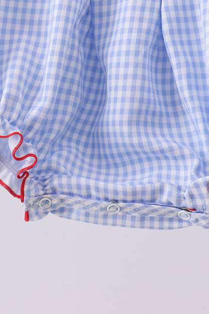 Blue Flag Smocked Ruffle Bubble