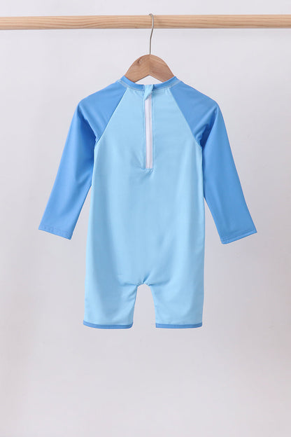Blue Crab Embroidery One-piece Swimsuit