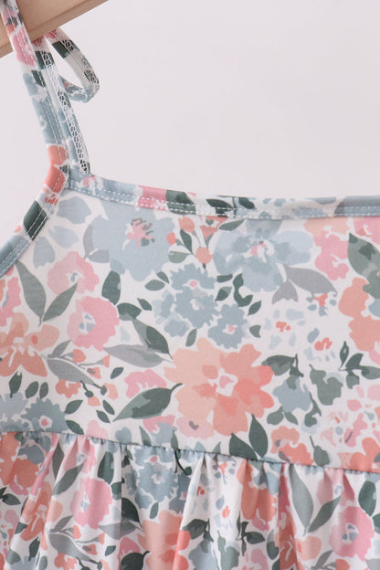 Pink Floral Tiered Dress