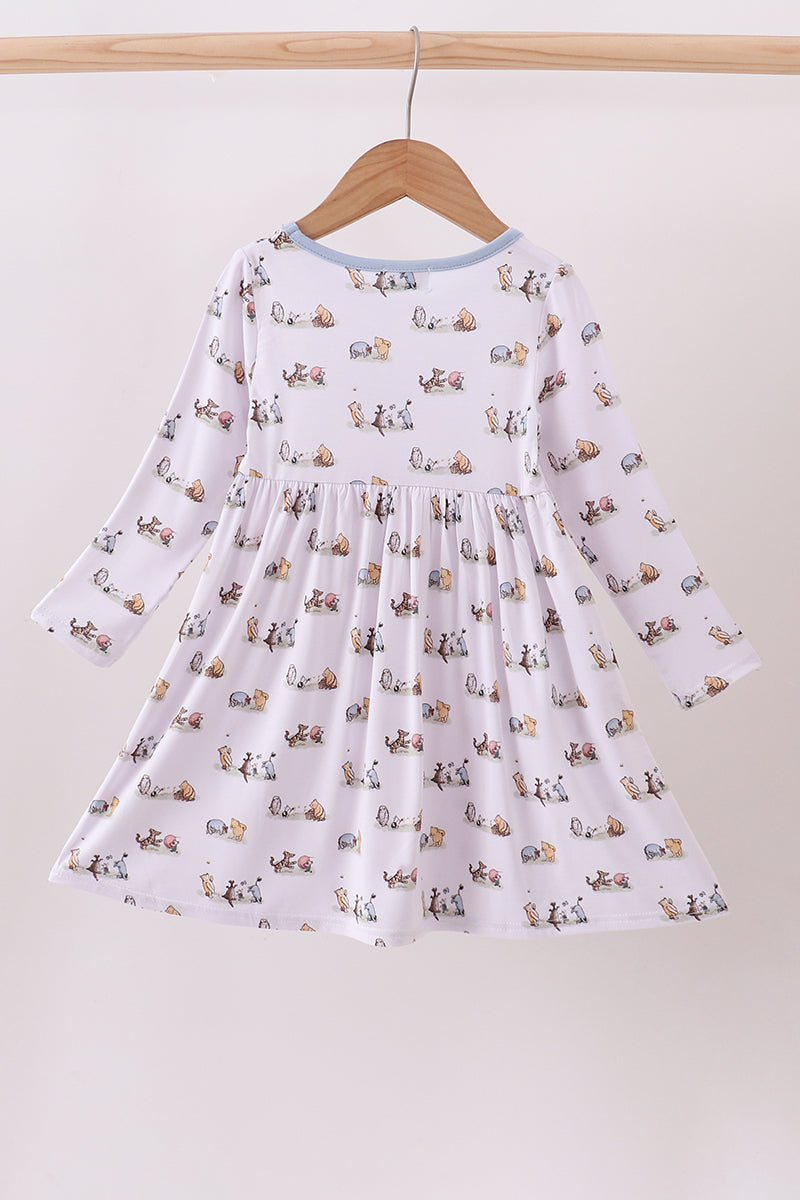 Premium Blue Character Print Bamboo Dress