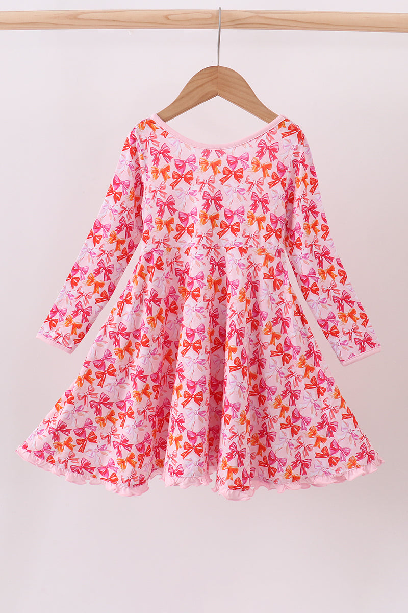 Premium Berry Blossom Bows Ruffle Bamboo Dress