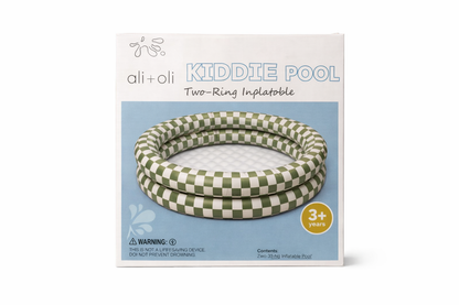 Ali+Oli Two-Ring Inflatable Kiddie Pool (Green Checkers)