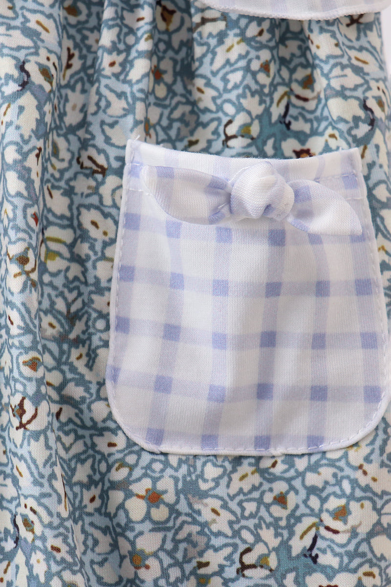 Floral Puppy Embroidery Ruffle Bubble