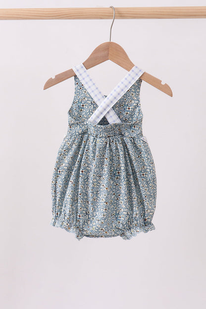 Floral Puppy Embroidery Ruffle Bubble