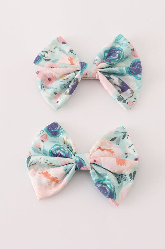 Garden Serenity Print Piggie Hair Bow