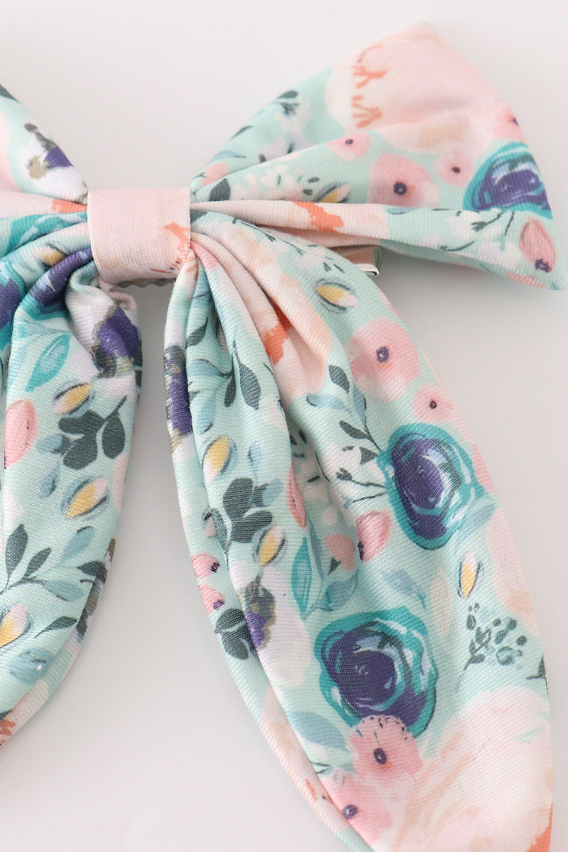 Green Garden Serenity Print Sailor Bow