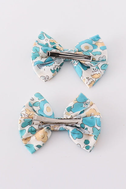 Aqua Meadow Piggie Hair Bow