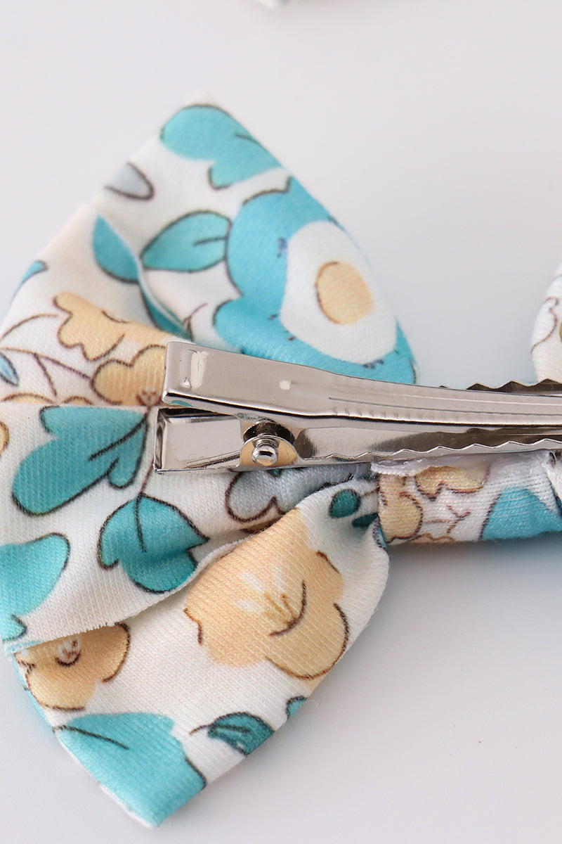 Aqua Meadow Piggie Hair Bow