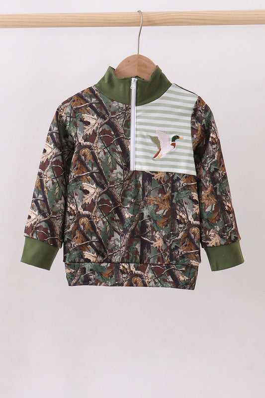 Camouflage Duck Embroidery Pullover