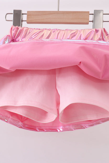Pepper Pink Sequin Bow Skort Set