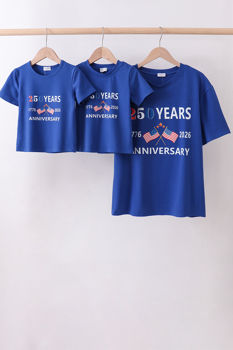 Blue 250 Years Flag Family Top