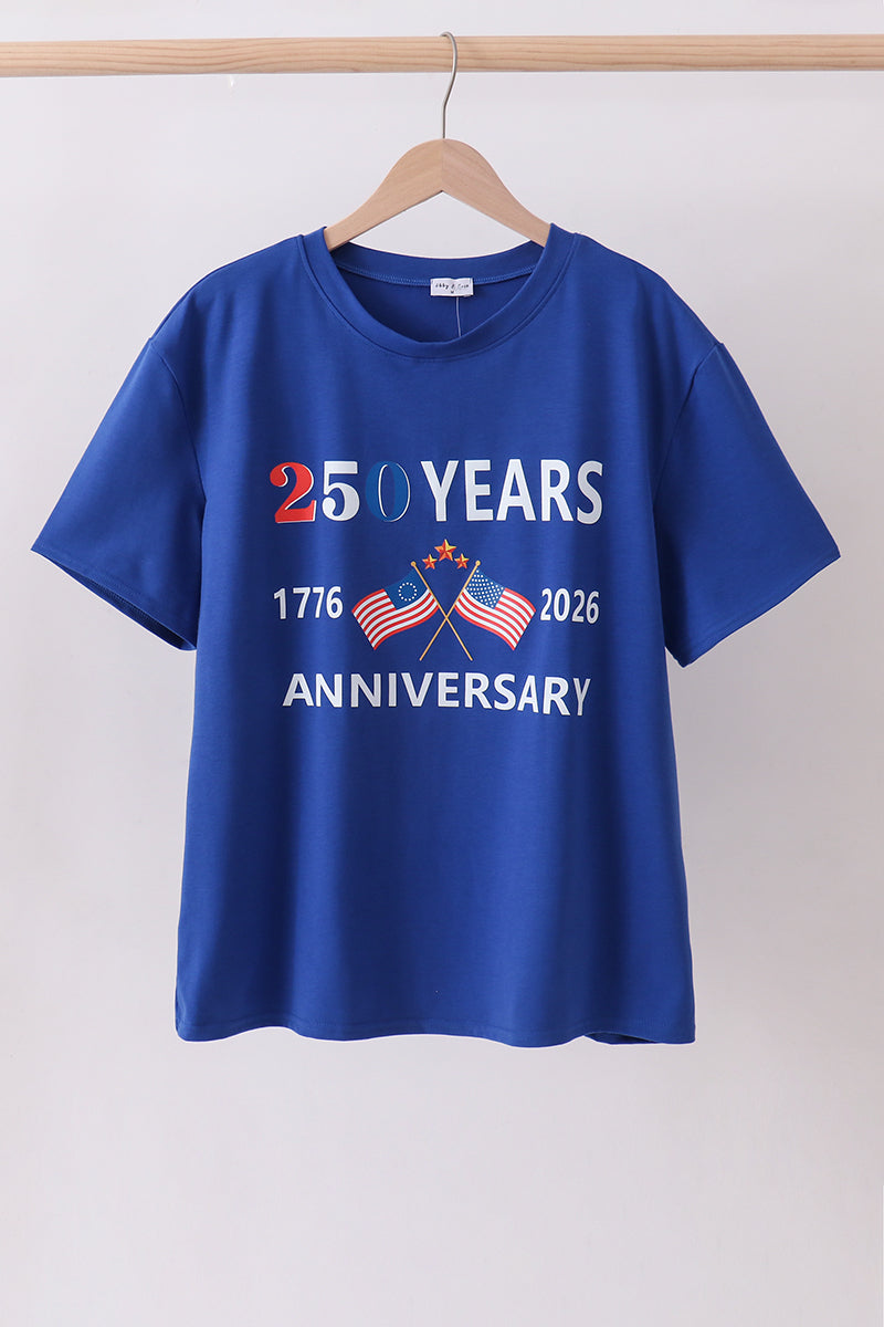 Blue 250 Years Flag Family Top