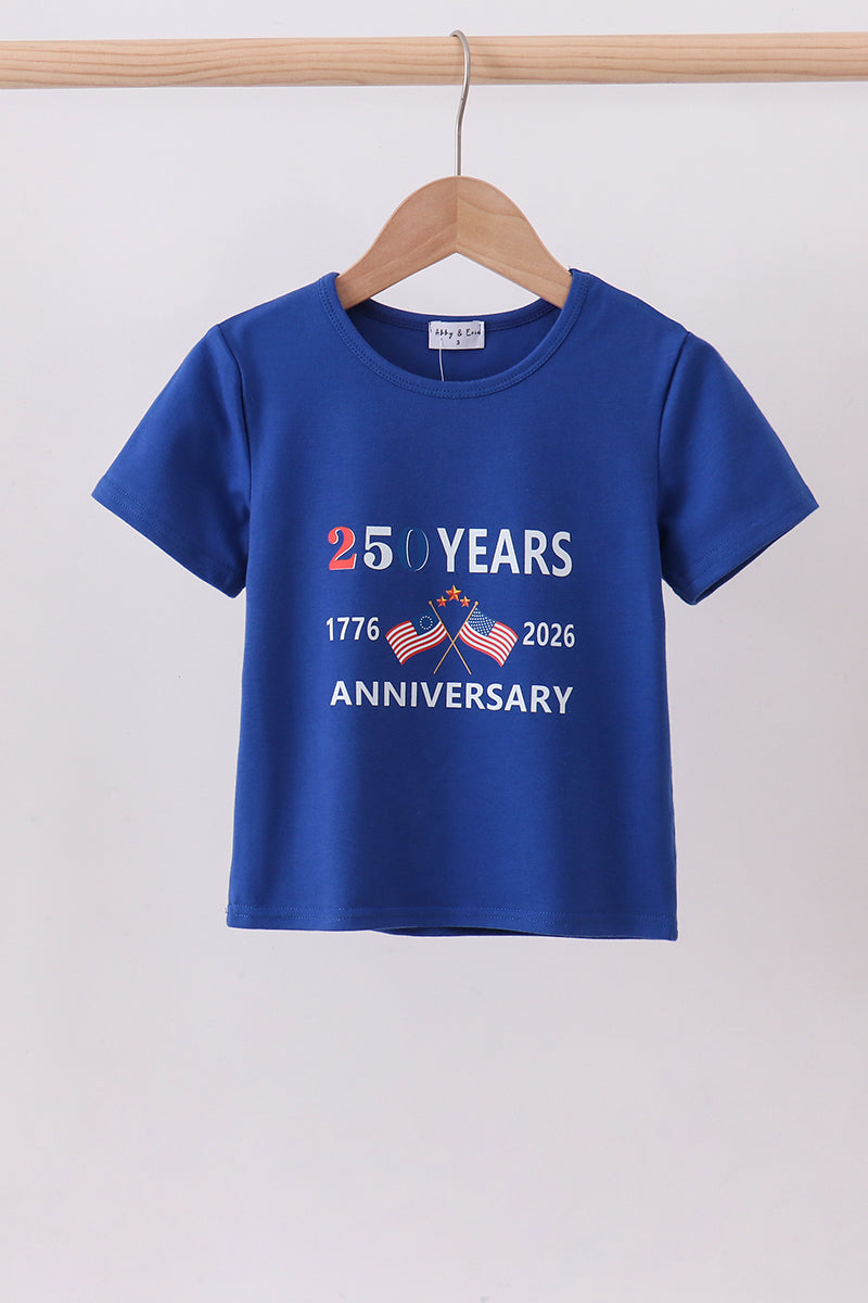 Blue 250 Years Flag Family Top