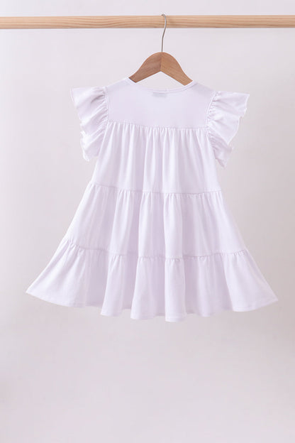 White Fireworks Sequin Tiered Ruffle Dress