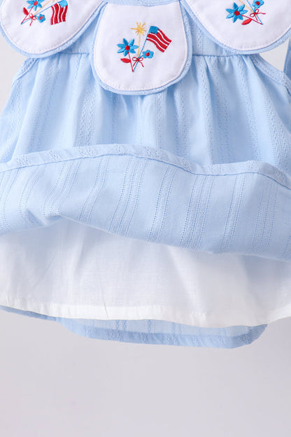 Blue Jacquard Embroidery Bloomer Set