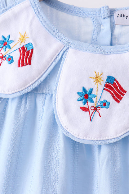 Blue Jacquard Embroidery Bloomer Set