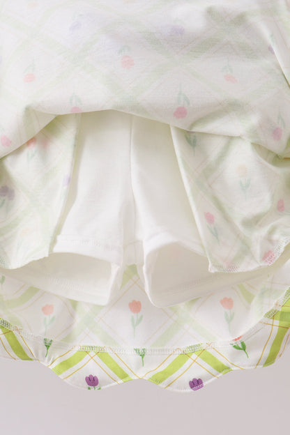 Purple Floral Bow Skorts Set