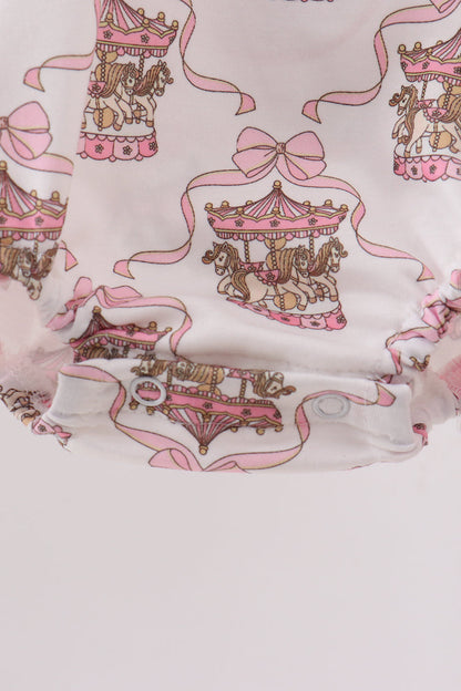 Pink Carousel Print Ruffle Bubble