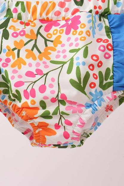 Summer Floral Print Ruffle 2pc Swimsuit