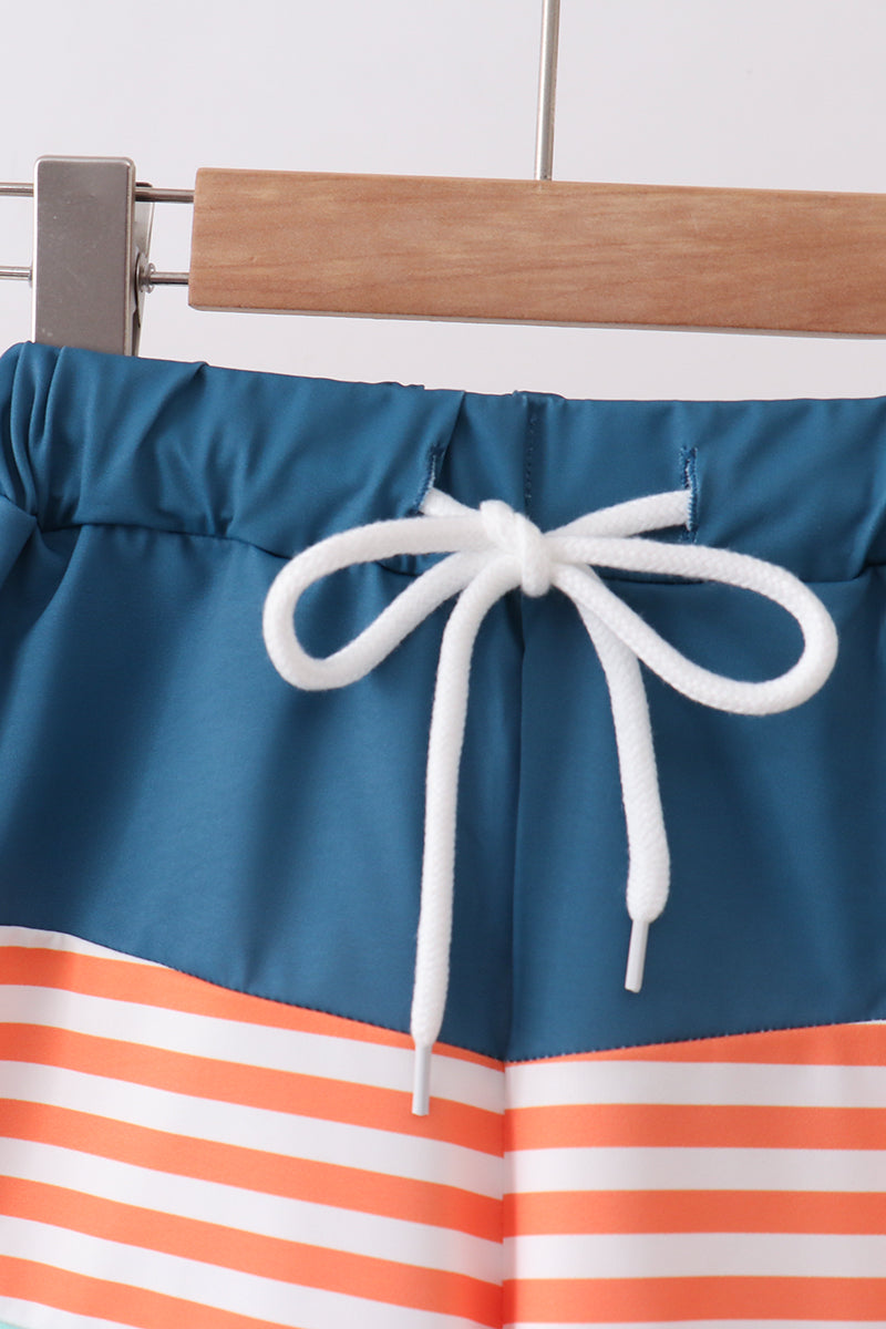 Crab Embroidery Swim Trunks