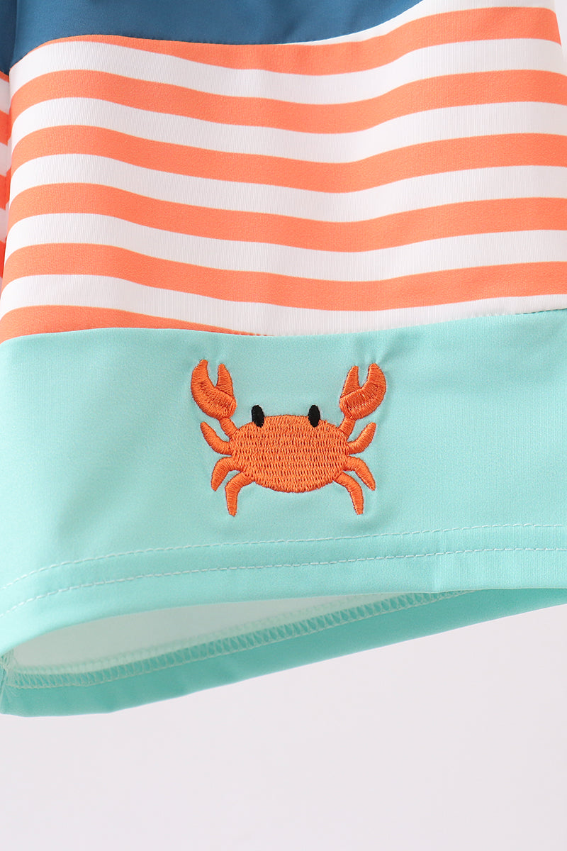 Crab Embroidery Swim Trunks