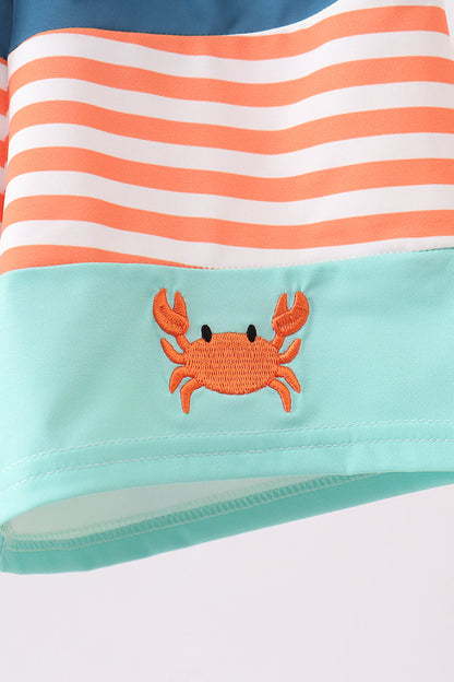 Crab Embroidery Swim Trunks