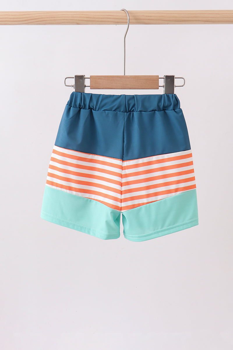 Crab Embroidery Swim Trunks