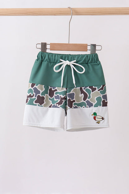 Camouflage Duck Embroidery Swim Trunks