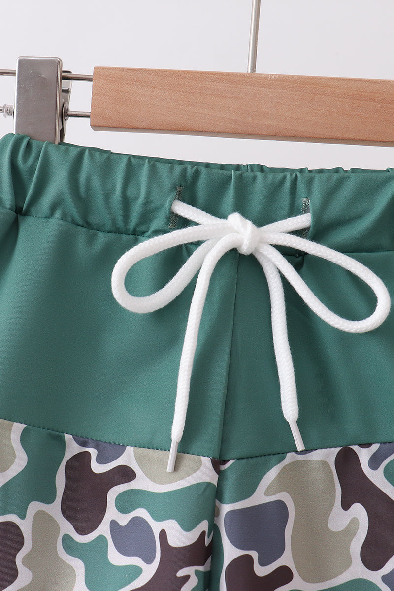 Camouflage Duck Embroidery Swim Trunks