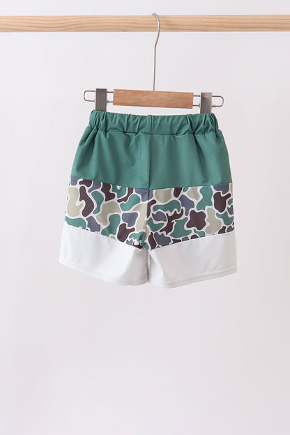 Camouflage Duck Embroidery Swim Trunks