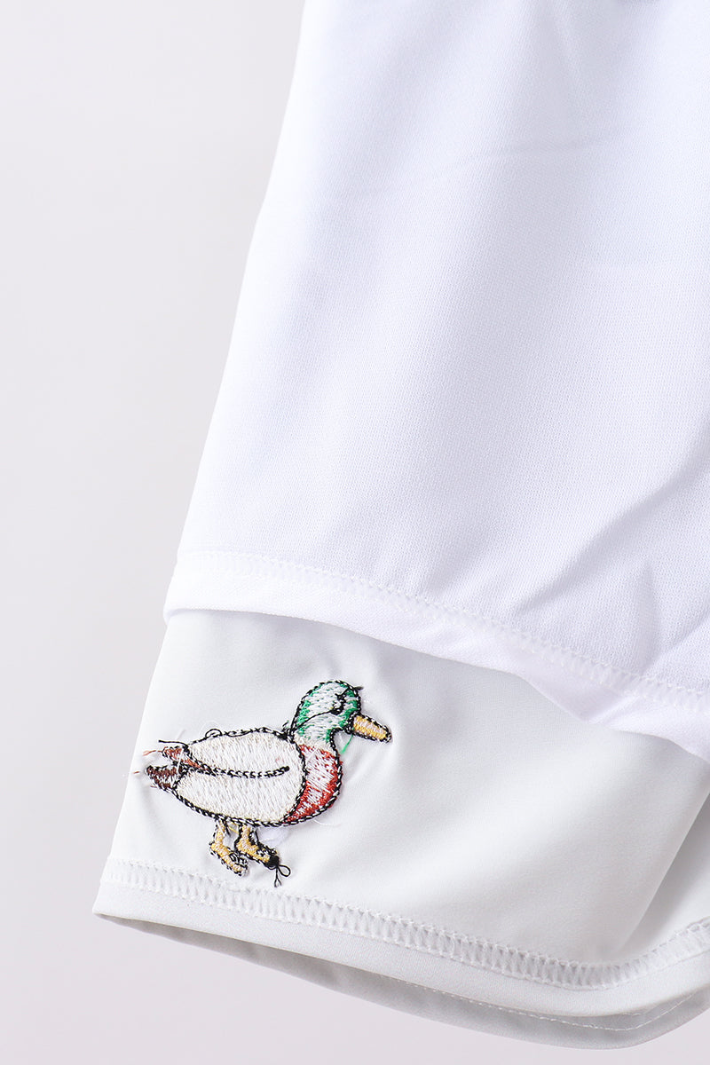Camouflage Duck Embroidery Swim Trunks