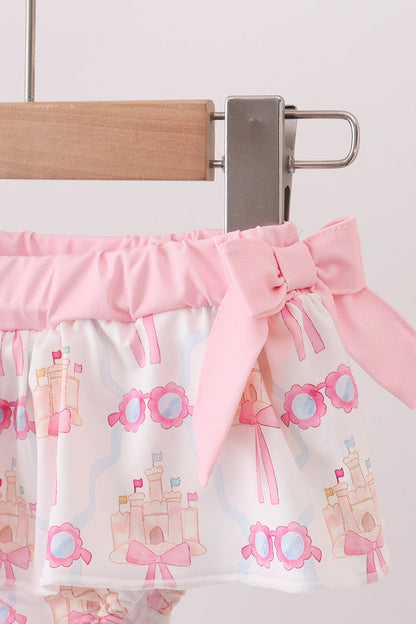 Pink Bow Castle Ruffle 2pc Swimsuit