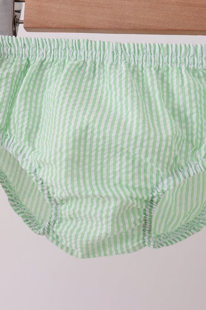 Red Stripe Watermelon Embroidery Seersucker Bloomer Set