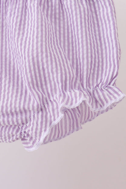 Purple Seersucker Butterfly Embroidery Bloomer Set
